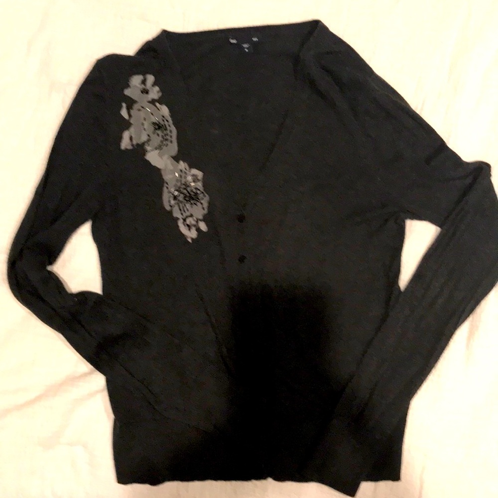 V Neck Beaded Detail Cardigan by The Gap